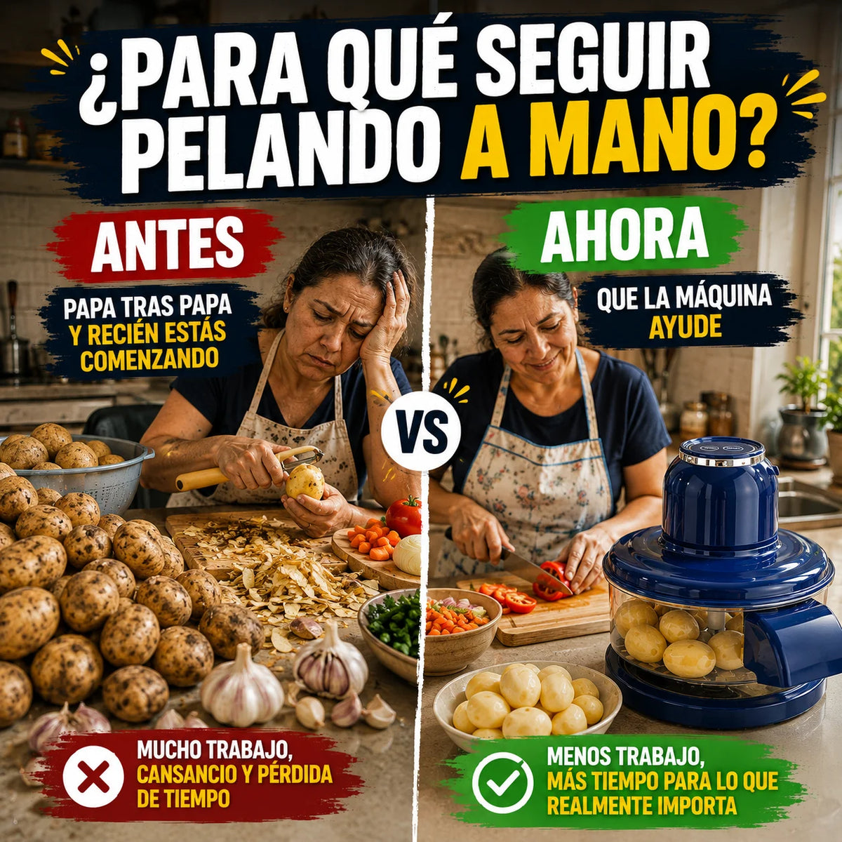 PelaFácil — Pelador Eléctrico de Papas y Ajo, No Más Papa por Papa