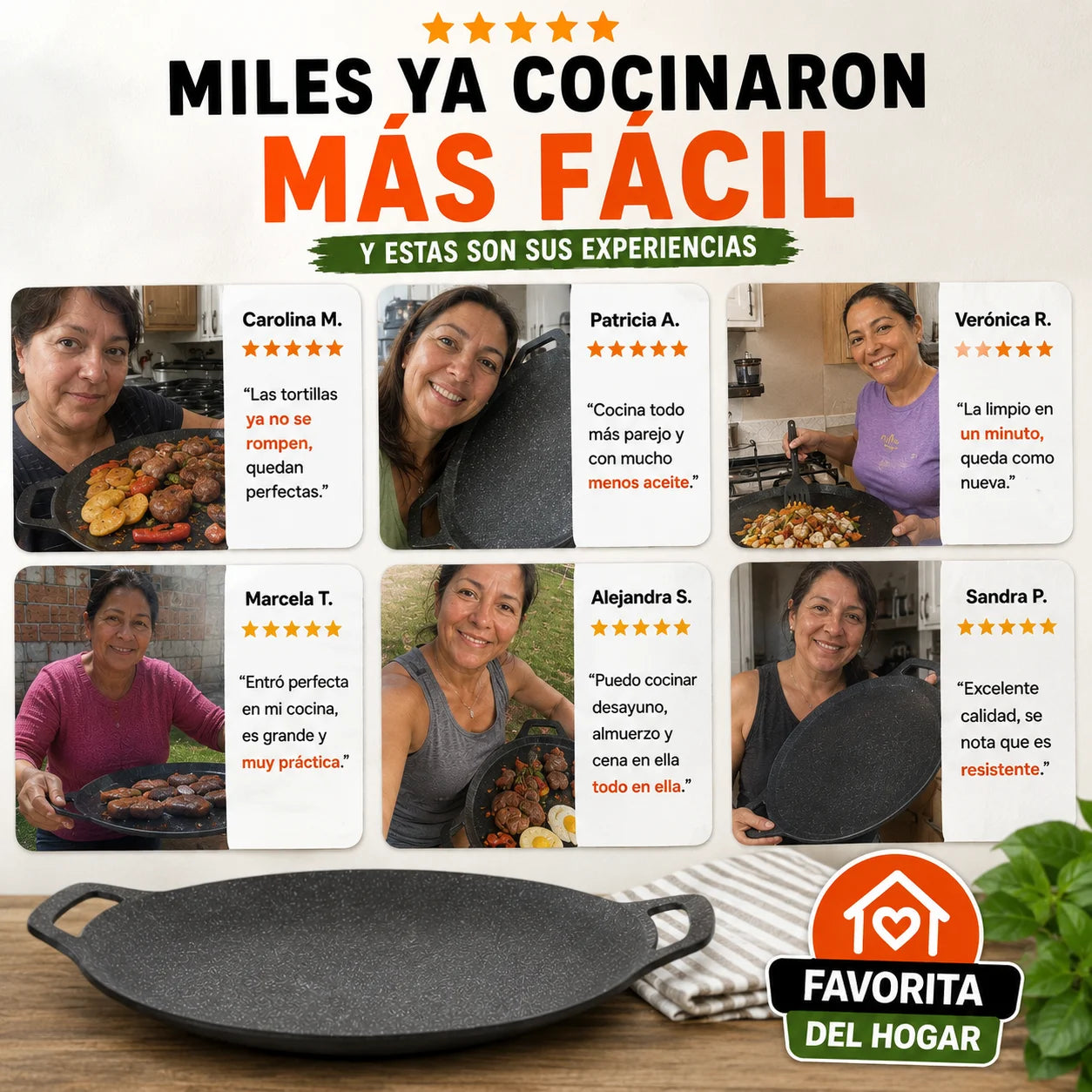 Plancha Antiadherente XL 40cm — Cocina Sin que Nada se Pegue Para Todos